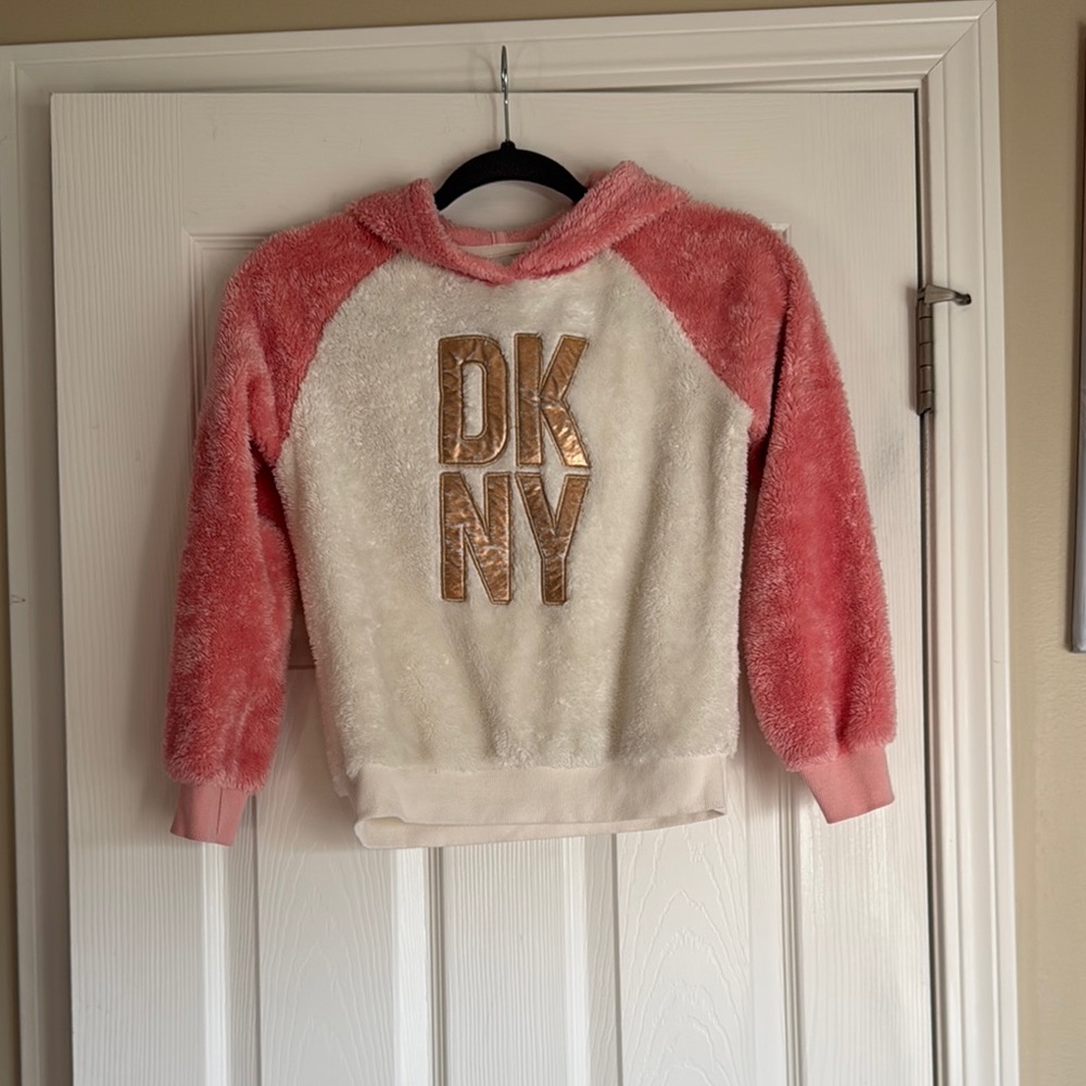 DKNY Fuzzy Hoodie with Gold Logo